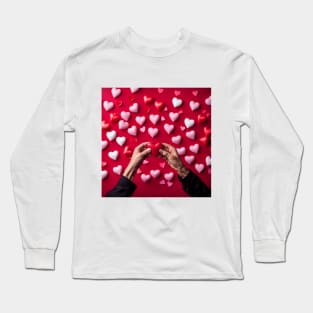 celebrating Valentines day, random floating love hearts Long Sleeve T-Shirt